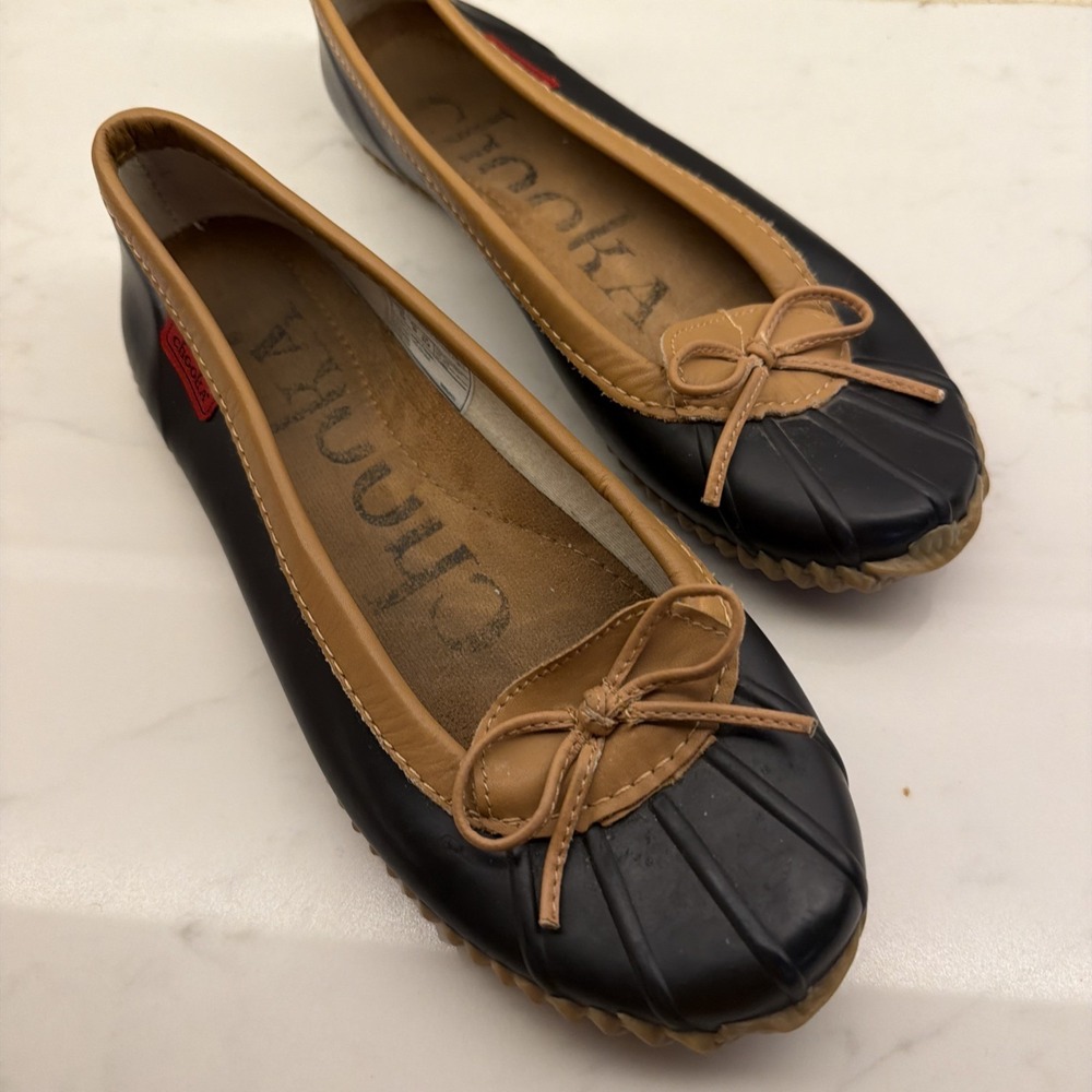 Chooka Duck Skimmer Rain Garden Flats Women's Size 8 Black